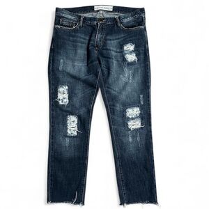 Etienne Marcel Mid-Rise Boyfriend Distressed Raw Hem Ankle Cotton Jeans Size 28